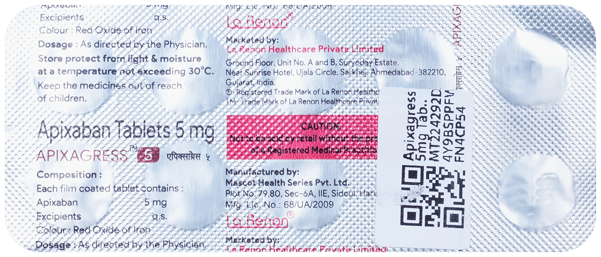 apixagress 5mg tablet thumbnail 2